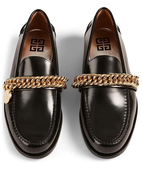 Shop Givenchy Chain Leather Loafers 